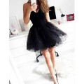 Sweetheart Lace Tulle Black Cheap Homecoming Dresses Short